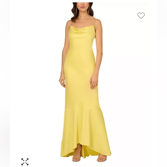 NWT Liv Foster Sleeveless Satin Gown size 2 in color Sun (yellow) - Picture 7 of 8